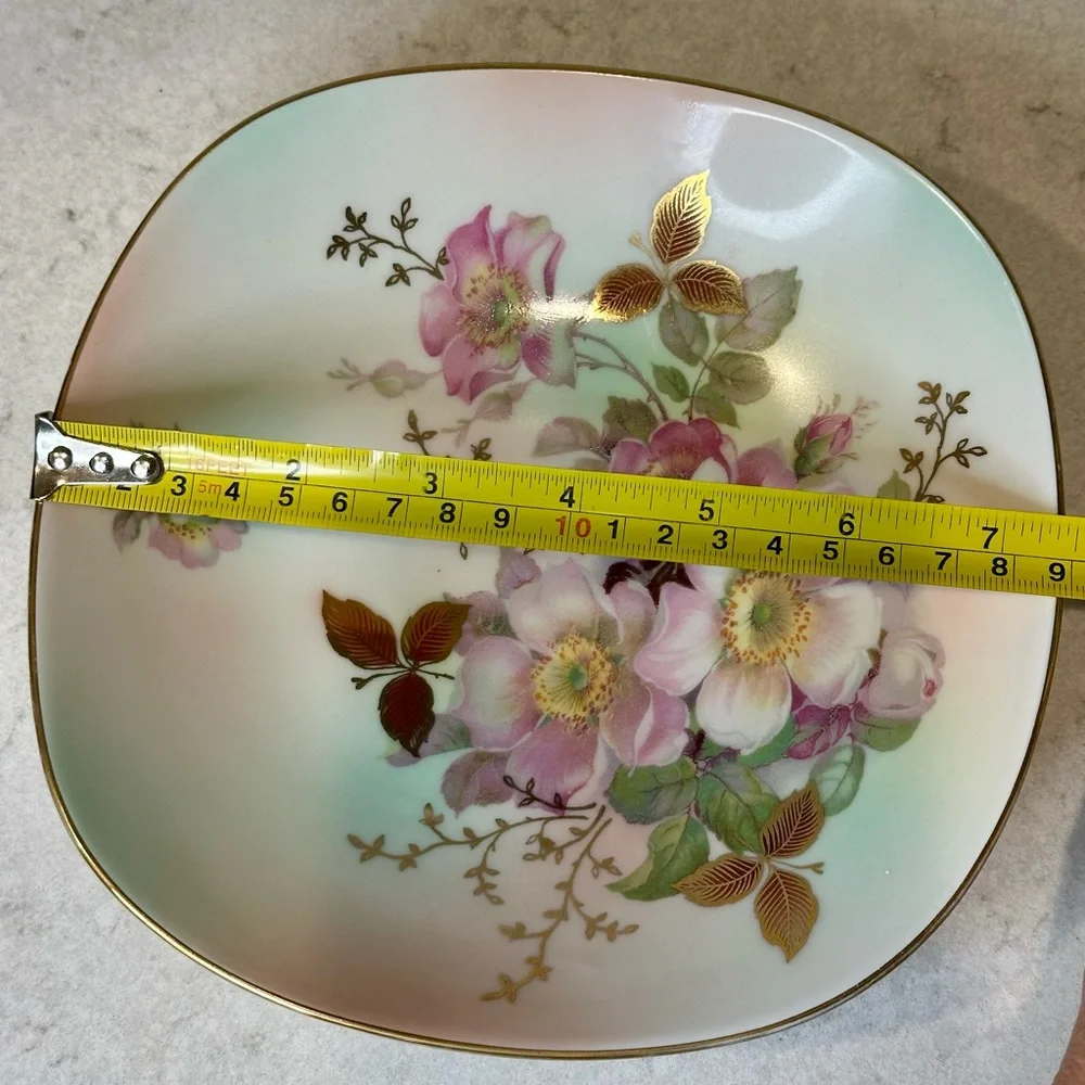 Elegant Vintage Floral Square Plate/Bowl with Gold Schumann Arzberg Germany - Picture 6 of 6